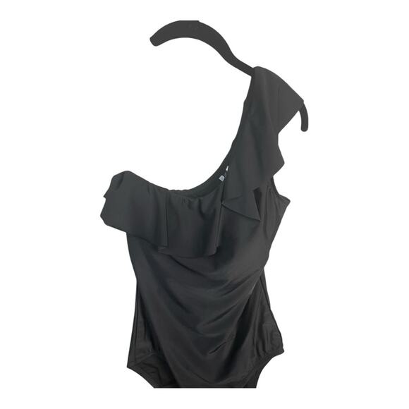 J. Crew Factory Ruffle One-Shoulder One Piece Bathing‎ Suit in Black Size S NWT - Picture 4 of 8